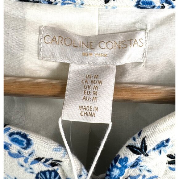 Caroline Constas Linen blend floral quilted jacket cottage core sz M - Picture 2 of 7